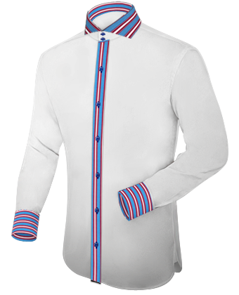Mens White Collar Dress Shirts with Italian Collar 1 Button