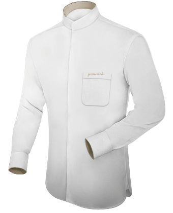 Embroidered Dress Shirts with Band