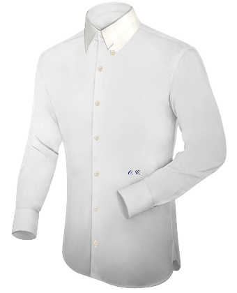 White Dress Shirt with French Collar 2 Button