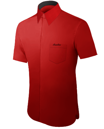 Spread Collar Dress Shirt with Hidden Button