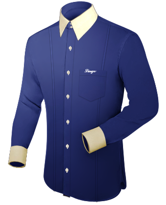 Different Color For Collar with French Collar 2 Button