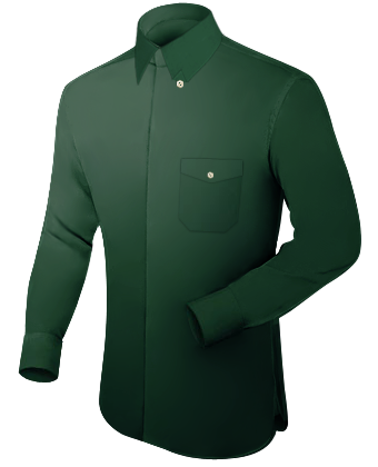 Men's Cotton Shirt with Hidden Button