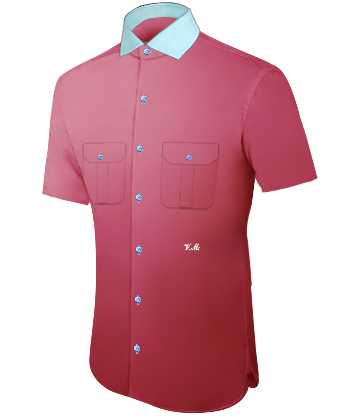 Mens Cotton Dress Shirt with Italian Collar 1 Button