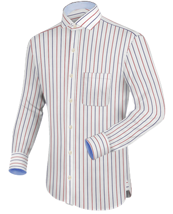 White Fitted Dress Shirt with Cut Away 1 Button