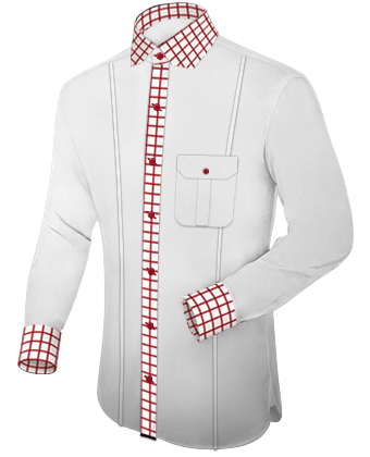 White Long Sleeve Shirt with French Collar 1 Button