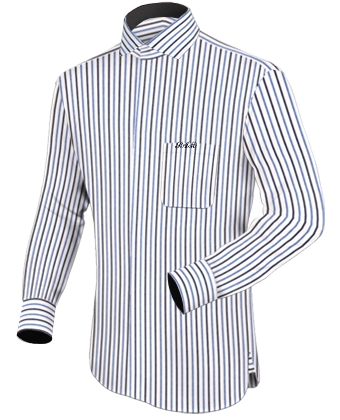 Big And Tall Custom Dress Shirts with Italian Collar 1 Button