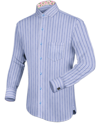 Custom Fitted Dress Shirts with Italian Collar 1 Button