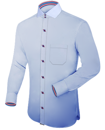 Men Custom Dress Shirts with Italian Collar 2 Button