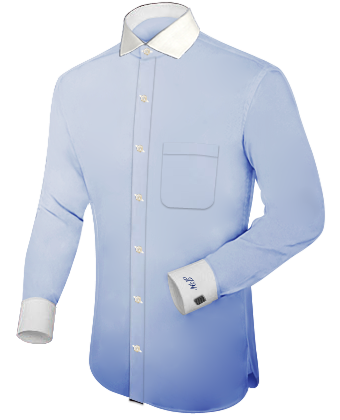 Mens Custom Fitted Dress Shirts with Italian Collar 1 Button