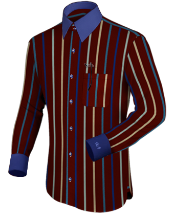 Mens Dress Shirts Custom Made with French Collar 2 Button