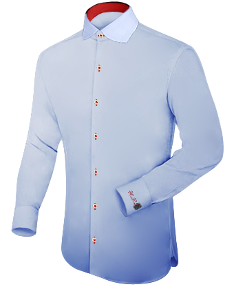 3 Button High Collar Bespoke Dress Shirt with English Collar
