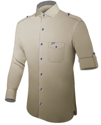 Band Collar Shirt with Italian Collar 1 Button