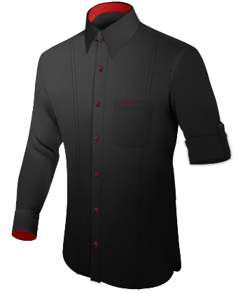 Black Collarless Shirts with French Collar 2 Button