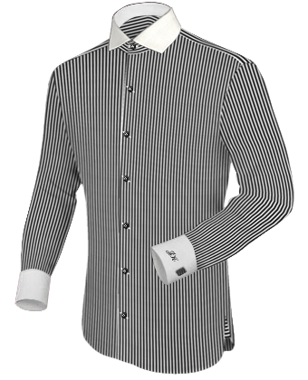 Black Grandad Shirt with Italian Collar 1 Button