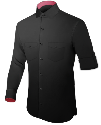 Black Shirt Coloured Collar with Modern Collar