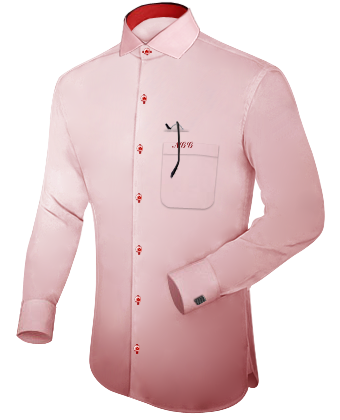 Blue Mens Dress Shirt with Italian Collar 1 Button