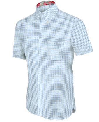 Blue Shirt White Collar And Cuffs with Hidden Button
