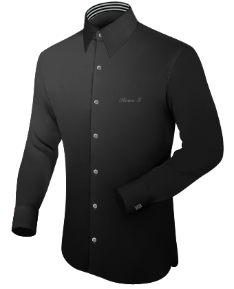 Blue Shirt With White Collar And Cuffs with French Collar 1 Button