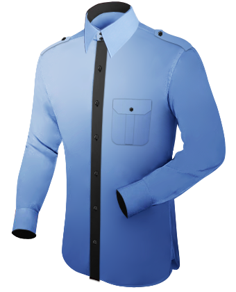 Boys Navy Striped Shirt with French Collar 2 Button