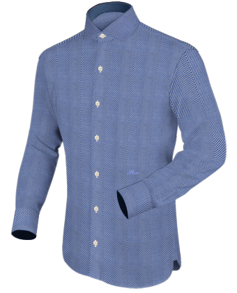 Bright Stripe Mens Long Sleeve Shirt with Italian Collar 1 Button