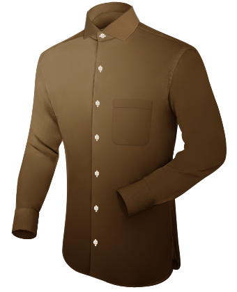 Brown Shirts with Italian Collar 1 Button