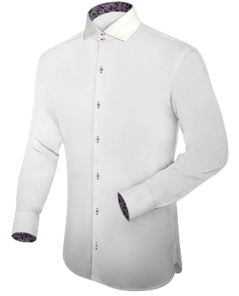 Classic Shirts For Men With Coloured Collar And Cuffs with Italian Collar 2 Button