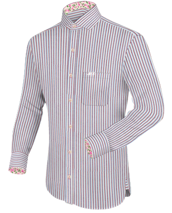 Coffee Coloured Mens Shirts with Italian Collar 1 Button