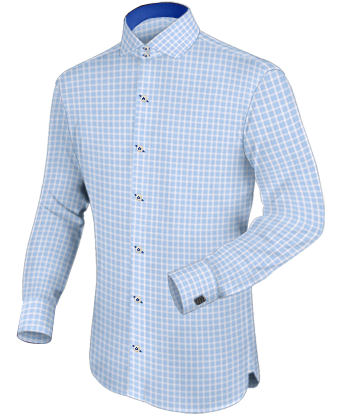 Collarless Mens Dress Shirts with Italian Collar 2 Button