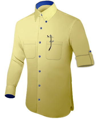 Collarless Shirt Mens with Hidden Button