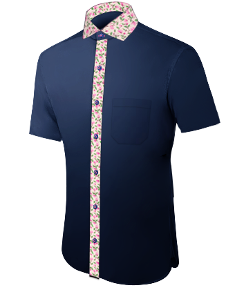 Cotton Gingham Shirt with Italian Collar 1 Button