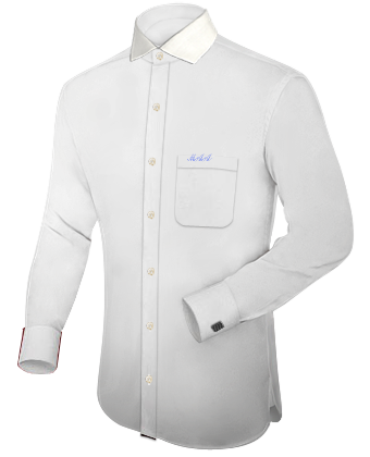 Cream Shirt with Italian Collar 1 Button