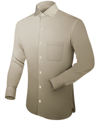 Cream Short Sleeve Mens Shirt with Italian Collar 1 Button