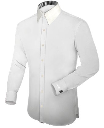 Cutaway Collar White Dress Shirt with French Collar 1 Button