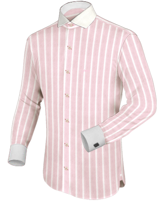 Dark Pink French Cuff Shirts with Italian Collar 1 Button