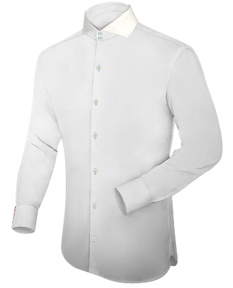 Designer White Shirt with Cut Away 2 Button