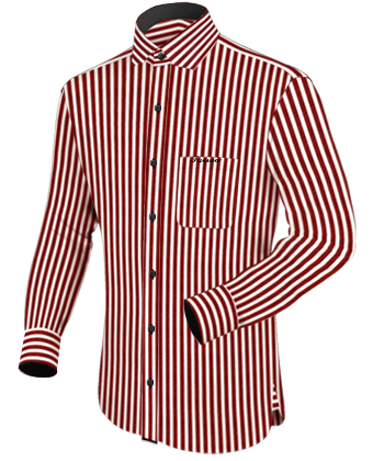 Dress Shirt With Red Buttons with Modern Collar