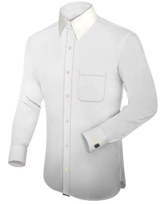 Egyptian Cotton White Dress Shirt with French Collar 1 Button
