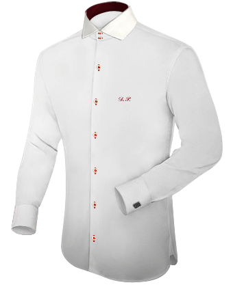 Extra Long White Shirt with Italian Collar 2 Button