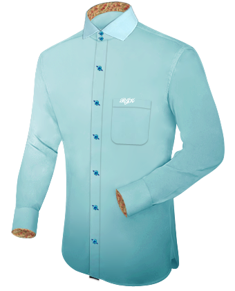 Fil A Fil Collar Shirt With Contrasting Cuffs with Italian Collar 2 Button
