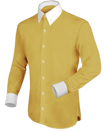 Fitted Mens Dress Shirts with French Collar 1 Button