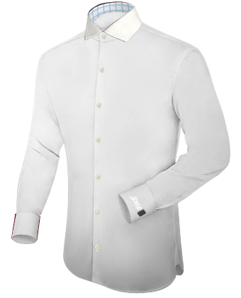 Fitted Spread Collar Shirts with Italian Collar 1 Button