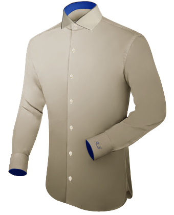 French Cuff Peach Shirt with Italian Collar 2 Button