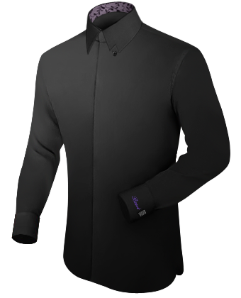 Full Cutaway Collar Shirt with Hidden Button