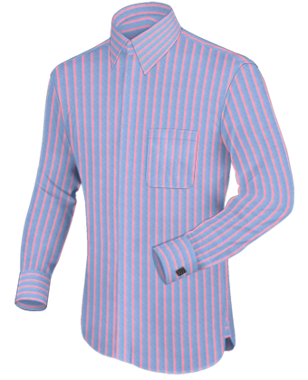 Fuschia Men Dress Shirts with French Collar 1 Button