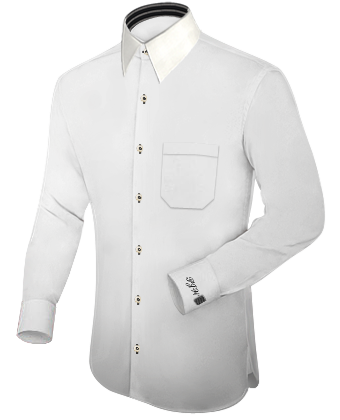 Gay Button Down Shirts with French Collar 1 Button