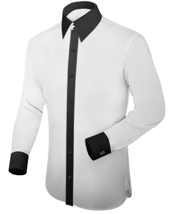 Slim Fit White Wedding Dress Shirt Wing Collar with French Collar 2 Button