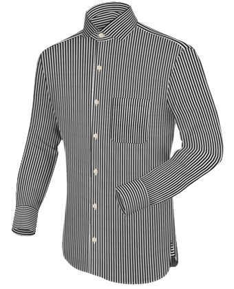 Grey Cutaway Shirts with Italian Collar 1 Button