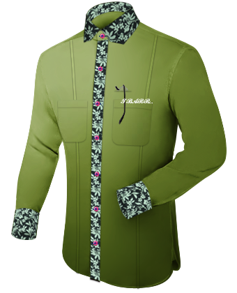 Grey Mandarin Collar Shirt with Modern Collar