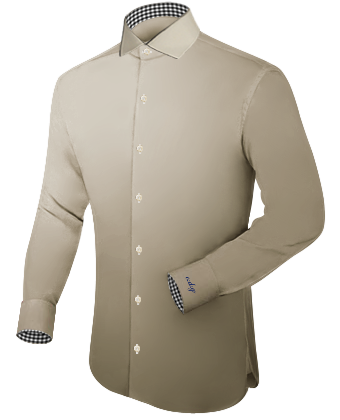 Grey Shirt With White Collar with Italian Collar 1 Button