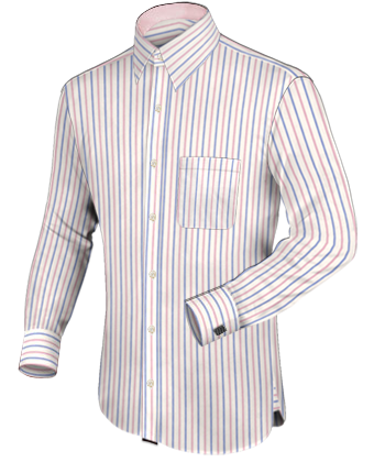 Longer Long Sleeve Shirt with French Collar 1 Button